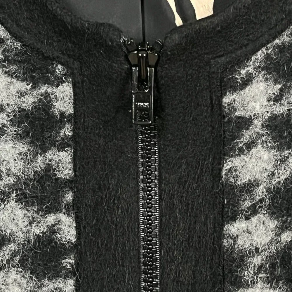 Bailey 44 Houndstooth Wool Blend Crop Zip Jacket Sweater Small‎ Old Money Preppy - Picture 3 of 8